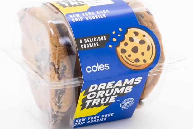 Coles Bakery Dreams Crumb True New York Choc Chip Cookies.