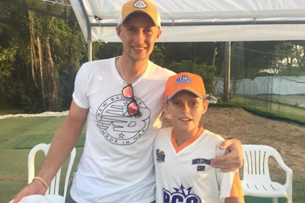 Joe Root meets a young Jacob Bethell.