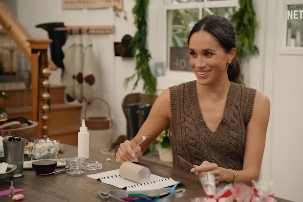 Meghan, the Duchess of Sussex, in the festive-themed episode of With Love, Meghan: Holiday Celebration, coming to Netflix on December 3, 2025.
