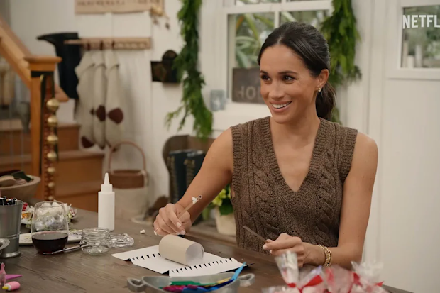 Meghan, the Duchess of Sussex, in the festive-themed episode of With Love, Meghan: Holiday Celebration, coming to Netflix on December 3, 2025.