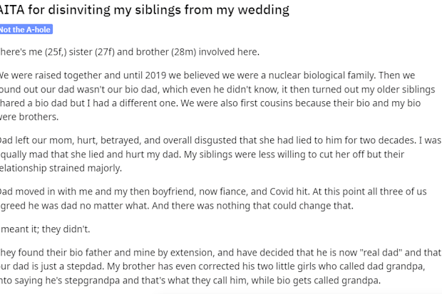 Reddit uninvited siblings Reddit