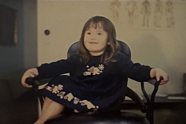 Emily Geelen at her family's ocularistry business as a child.