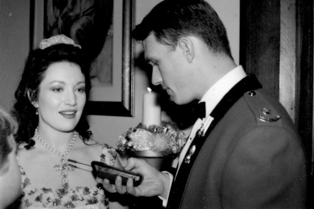 Tamara Sloper Harding and husband Adrian Harding on their wedding day 1999.