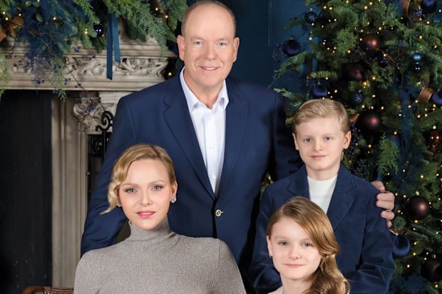 Prince Albert II, Princess Charlene, Prince Jacques and Princess Gabriella of Monaco pictured for their 2025 Christmas card. Monaco royal family Christmas card 2025.