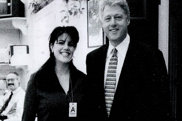 A photograph showing former White House intern Monica Lewinsky meeting President Bill Clinton at a White House function submitted as evidence in documents by the Starr investigation and released by the House Judicary committee September 21, 1998.