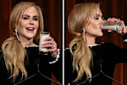 Nicole Kidman drinks a glass of milk on stage at the National Board of Review Gala, January 7, 2025