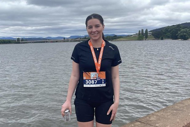 Gabby Oehlmann half marathon finish
