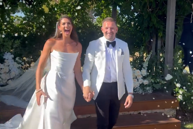 Stephanie Rice and Mark Lassey on their wedding day.