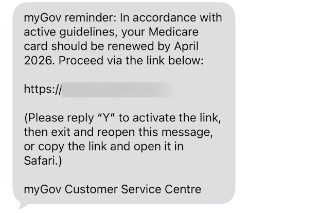 Medicare scam text
