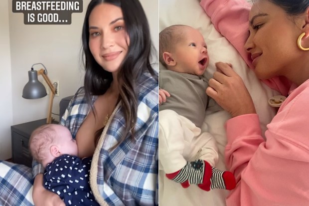 Olivia Munn breastfeeding son Malcolm. 
