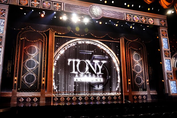 The stage appears before the start of the 75th annual Tony Awards on June 12, 2022 in New York
