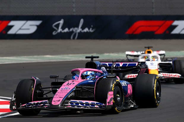 Pierre Gasly leads Visa Cash App Racing Bulls' Isack Hadjar during the Sprint at the Chinese Grand Prix.
