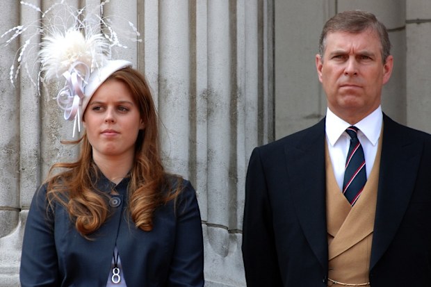 Princess Beatrice and Prince Andrew at Buckingham Palace in 2006.