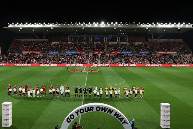 AHindmarsh SADELAIDE, AUSTRALIA - MAY 13: General View during the first leg of the A-League Men's Semi Final between Adelaide United and Central Coast Mariners at Coopers Stadium, on May 13, 2023, in Adelaide, Australia. (Photo by Sarah Reed/Getty Images)tadium