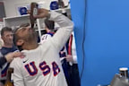 Kash Patel chugs a beer.