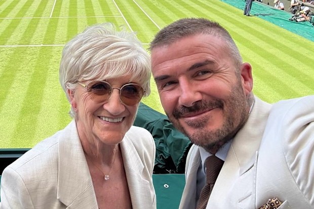 David Beckham with mum Sandra Beckham at Wimbledon Day 1 2025