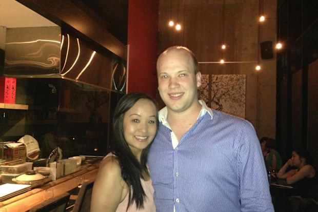 Liv Arnold with husband Tim on their first date.