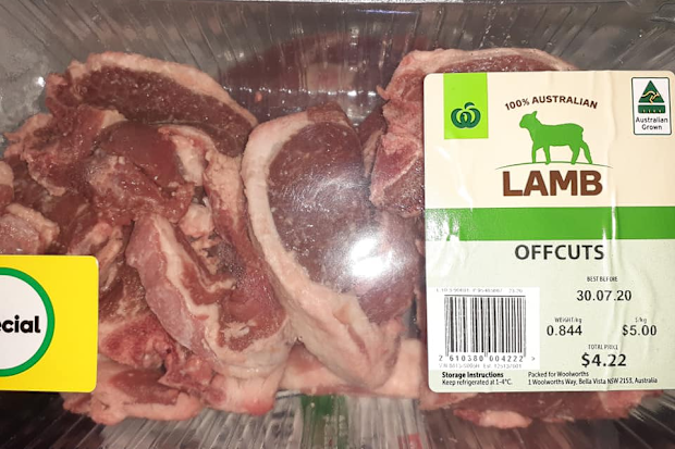 Woolworths lamb offcuts
