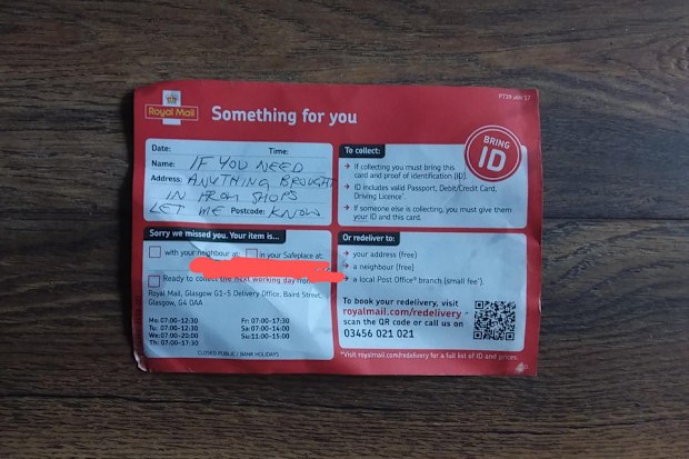Postman's sweet note for person stuck in isolation