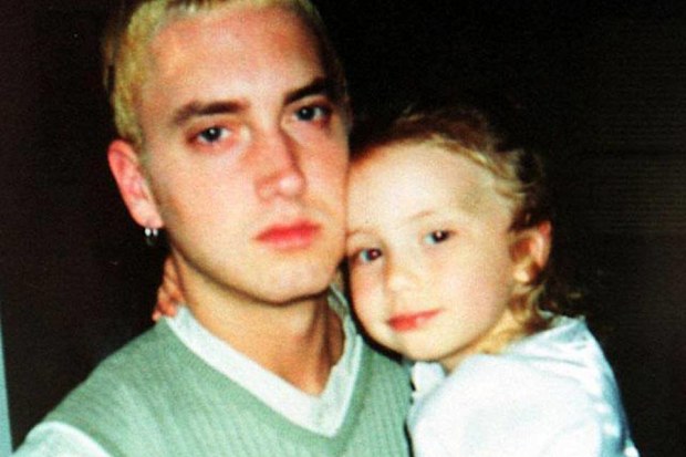 Eminem with daughter Hailie Jade Mathers as a young child