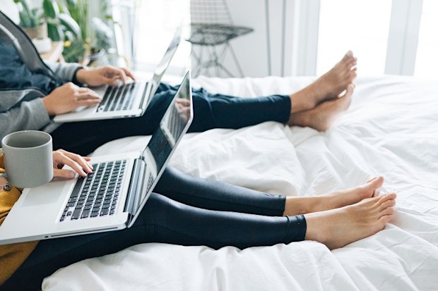 Working from home in bed