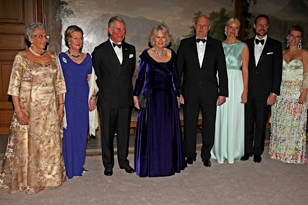 Princess Astrid of Norway, Queen Sonja of Norway, The Prince of Wales, The Duchess of Cornwall, King Harald of Norway, Crown Princess Mette-Marit of Norway, Crown Prince Haakon of Norway and Princess Martha-Louise.