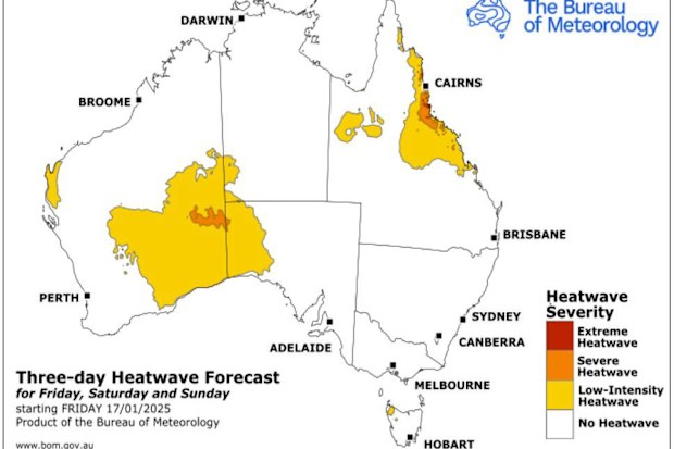 Parts of the country are set to be basted by extreme heat, with warnings of health risks.