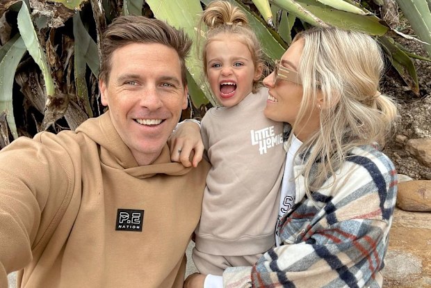 Allana Ferguson and husband Guy with daughter Parker.