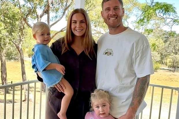 Collingwood star Tim Membrey and family