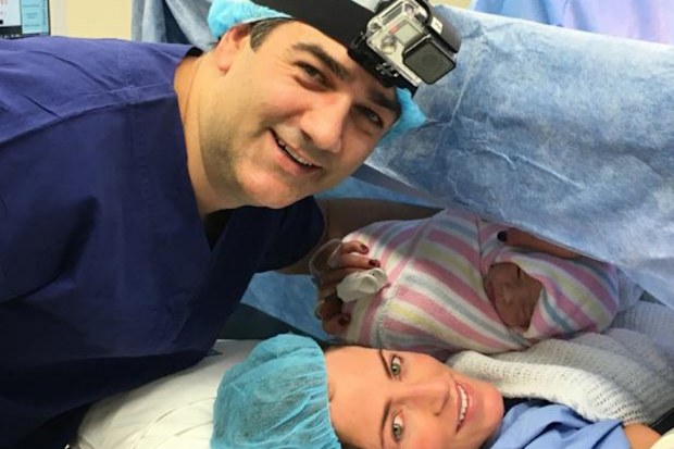 Michael and Lisa Wipfli with newborn Jack. (Instagram / @fitzyandwippa)
