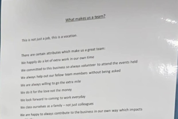office worker startled by note left in tearoom