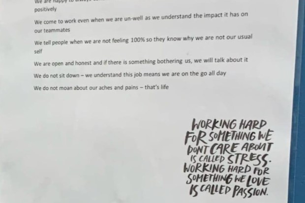 office worker startled by note left in tearoom