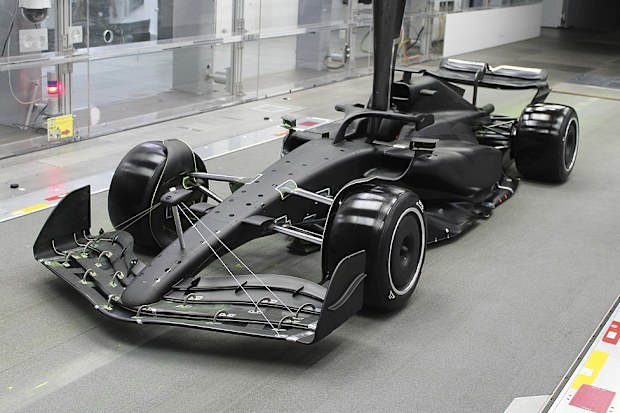 A model of a 2024-specification Cadillac Andretti F1 Team car.