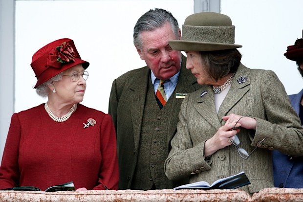 Queen Elizabeth II, Lord Samuel Vestey and Lady Celia Vestey attend day 4 'Gold Cup Day' of the Cheltenham Festival at Cheltenham Racecourse on March 13, 2009 in Cheltenham, England.