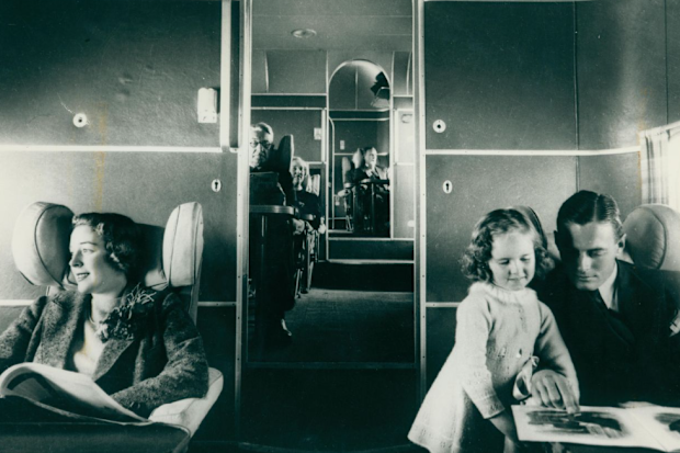 Passengers on a Qantas flying boat in 1938, when everyone dressed up to travel.