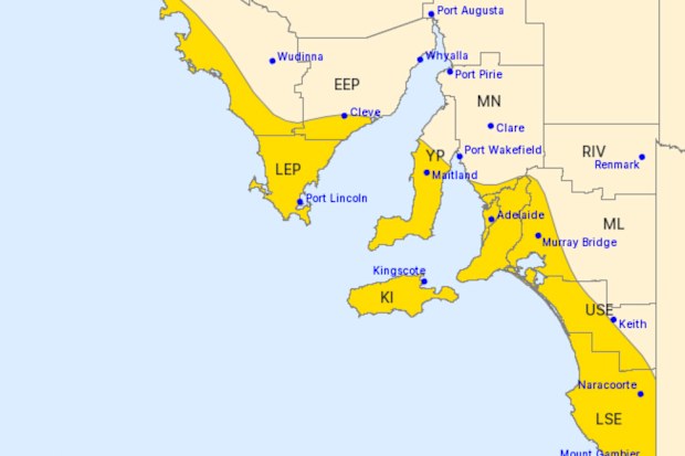 The area impacted by the severe weather warning.