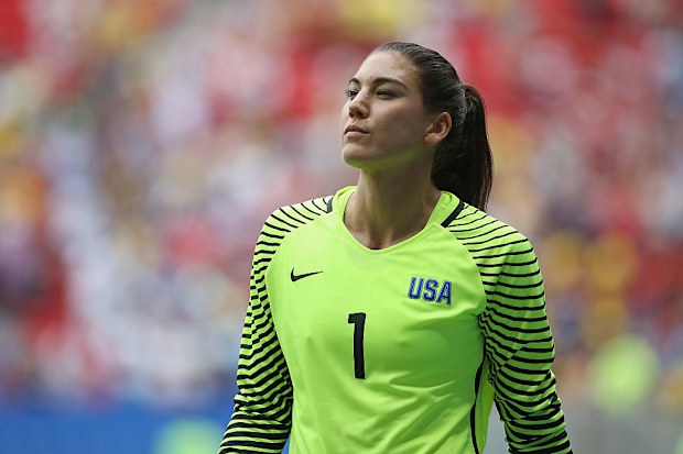 Hope Solo of the United States looks on during the penalty shoot out during the Women's Quarter Final match between United States and Sweden on Day 7 of the Rio 2016 Olympic Games.