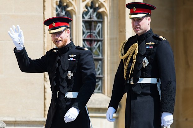 The brothers ahead of Harry and Meghan's wedding at St George's Chapel, Windsor Castle on May 19, 2018 in Windsor.