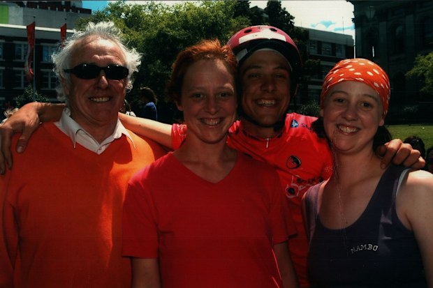 Hilde Hinton with her dad, brother Sam and sister Connie
