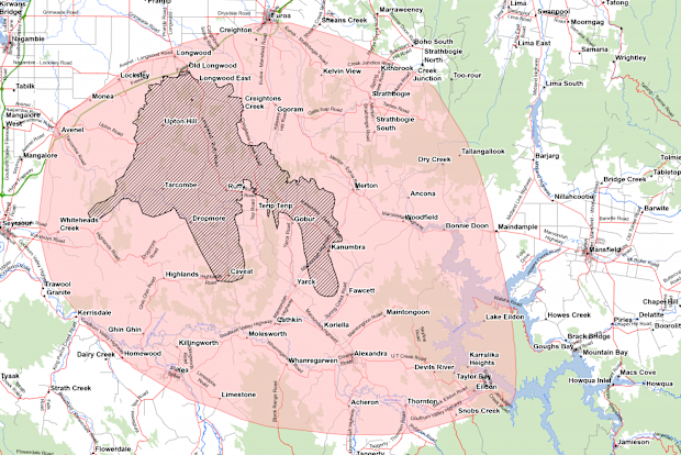 The Longwood bushfire is threatening to spread in multiple directions.