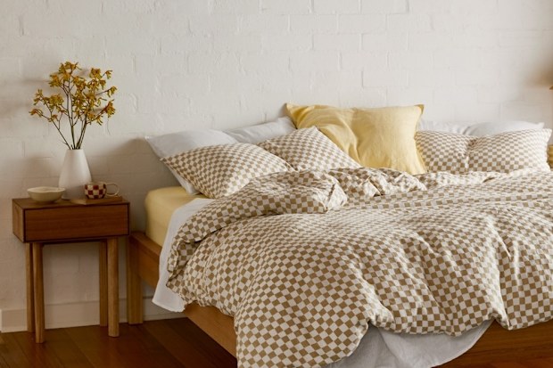 Sheet Society gingham bedding.