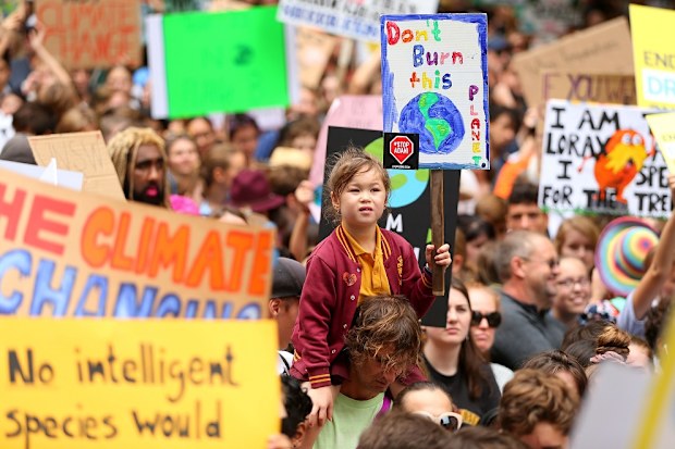 Thousands of Australians and school children protest against climate change inaction, March 2019, Sydney Town Hall.