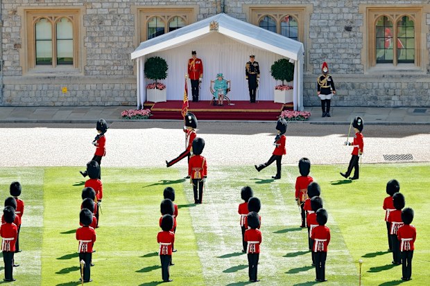 A scaled-down Trooping The Colour at Windsor Castle in 2020.