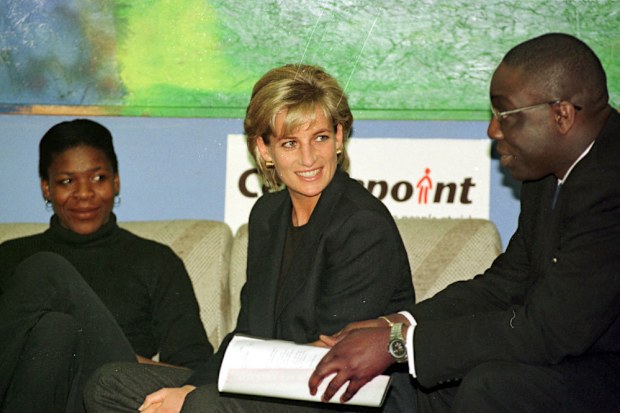 PA NEWS: 10/3/97: Diana, Princess of Wales during a visit today (Monday) to the Centrepoint Cold Weather Project, in King's Cross, which provides food, beds and respite for 47 homeless young people. Photo by Rebecca Naden/PA   (Photo by Rebecca Naden - PA Images/PA Images via Getty Images)