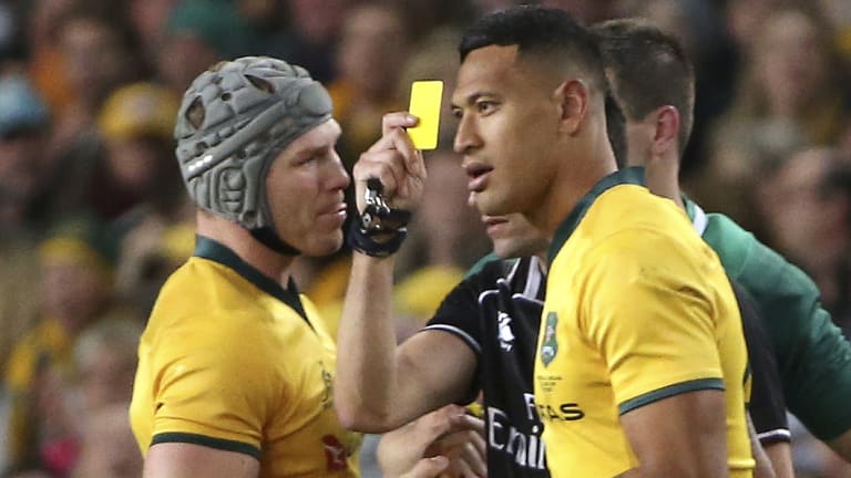 Consistency: Israel Folau's yellow card for his attempt at a high ball against Ireland was widely debated.