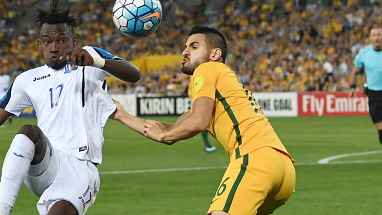 Aziz Behich: Provided the ball for Australia's best first-half chance. Was stretchered off at one point but soldiered on and has made the left wing-back position his own - 7.5