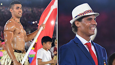 Olympic athletes have donned colourful national uniforms for the opening ceremony in Rio.