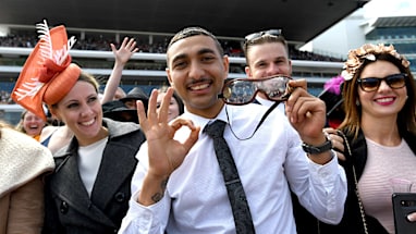 And this bloke was the lucky one to have plucked them from the air after Brown threw them into the crowd.
