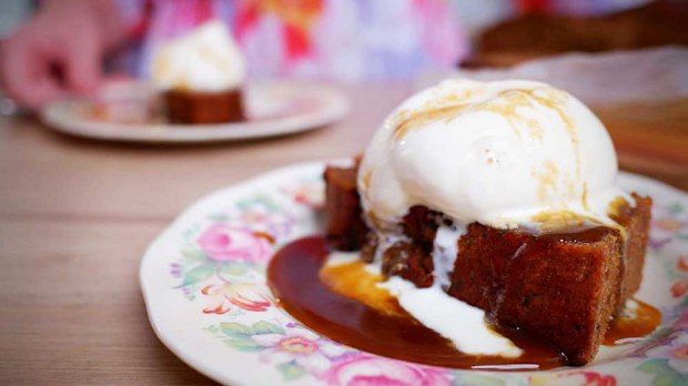Classic sticky date pudding with hot butterscotch sauce