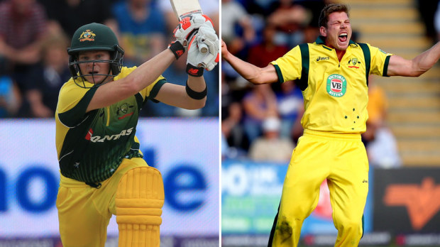 Steve Smith (l) and James Faulkner. (AAP) 